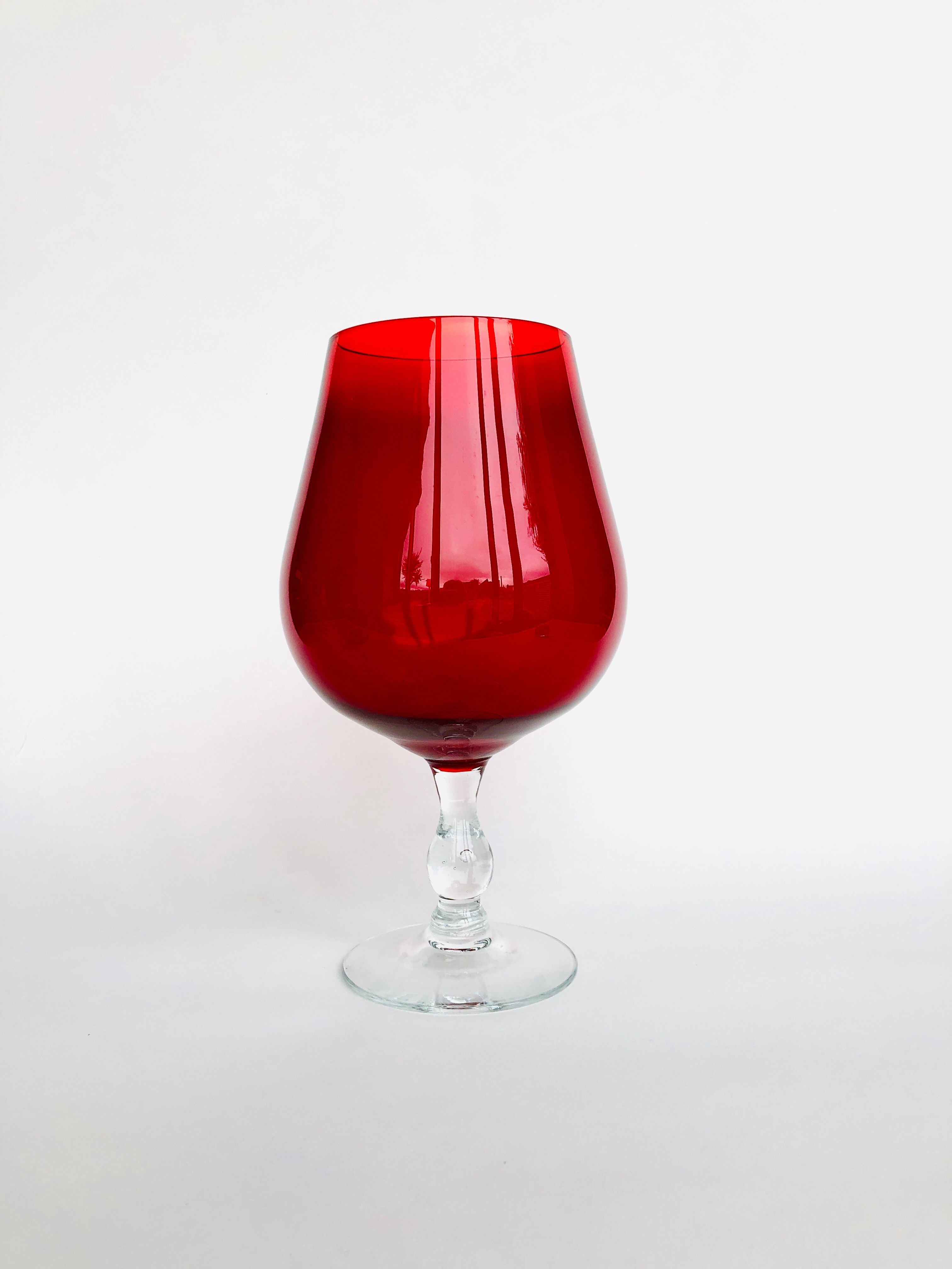 Red textured glass vase from the 60s 70s, Italy, Empoli