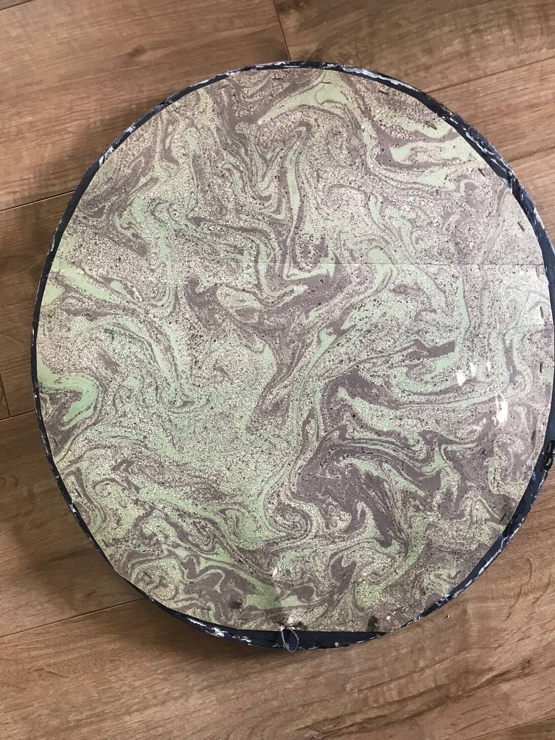 Antique blackened wood mirror
