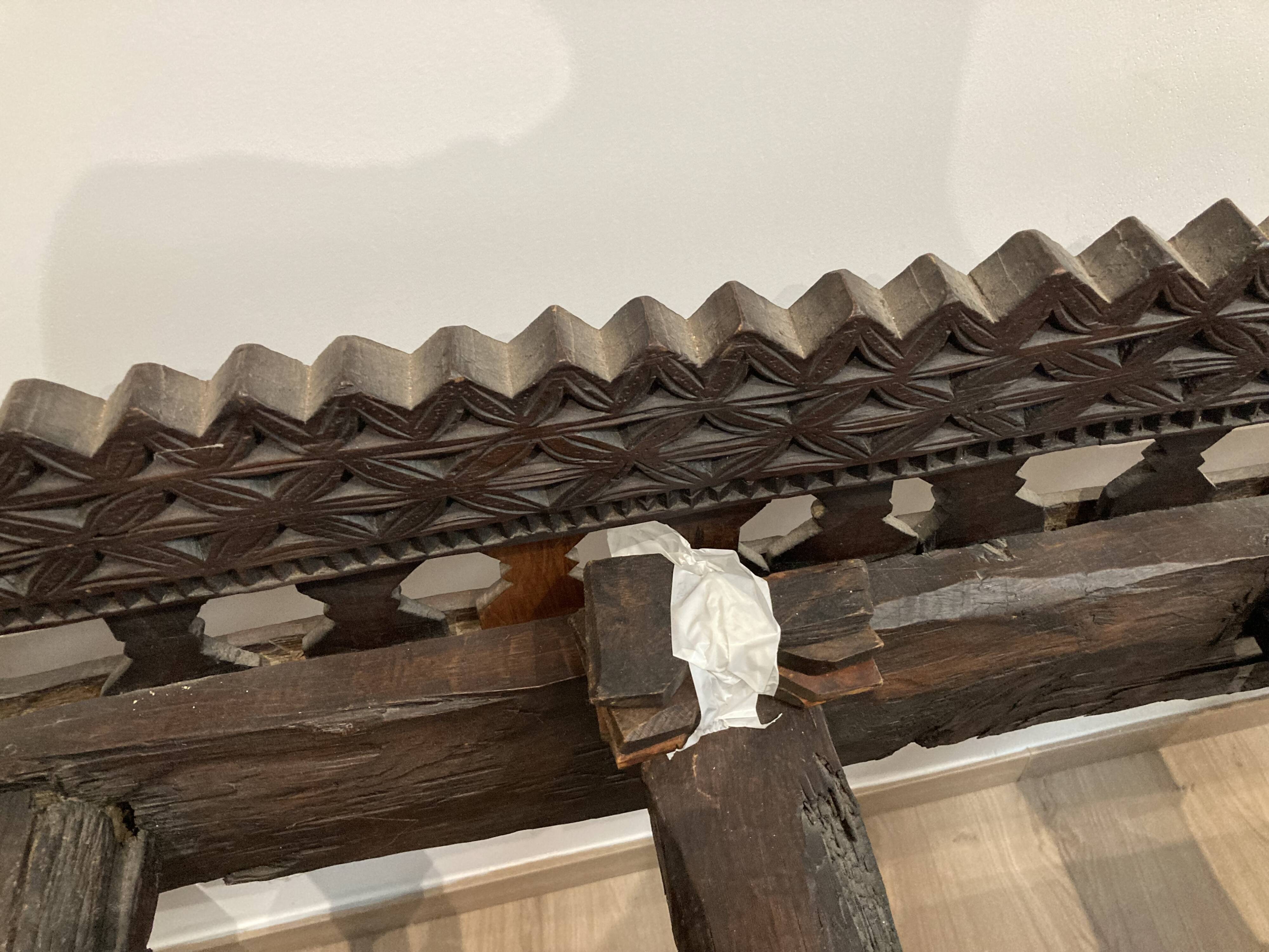 Jar holder carved wood indian nineteenth century