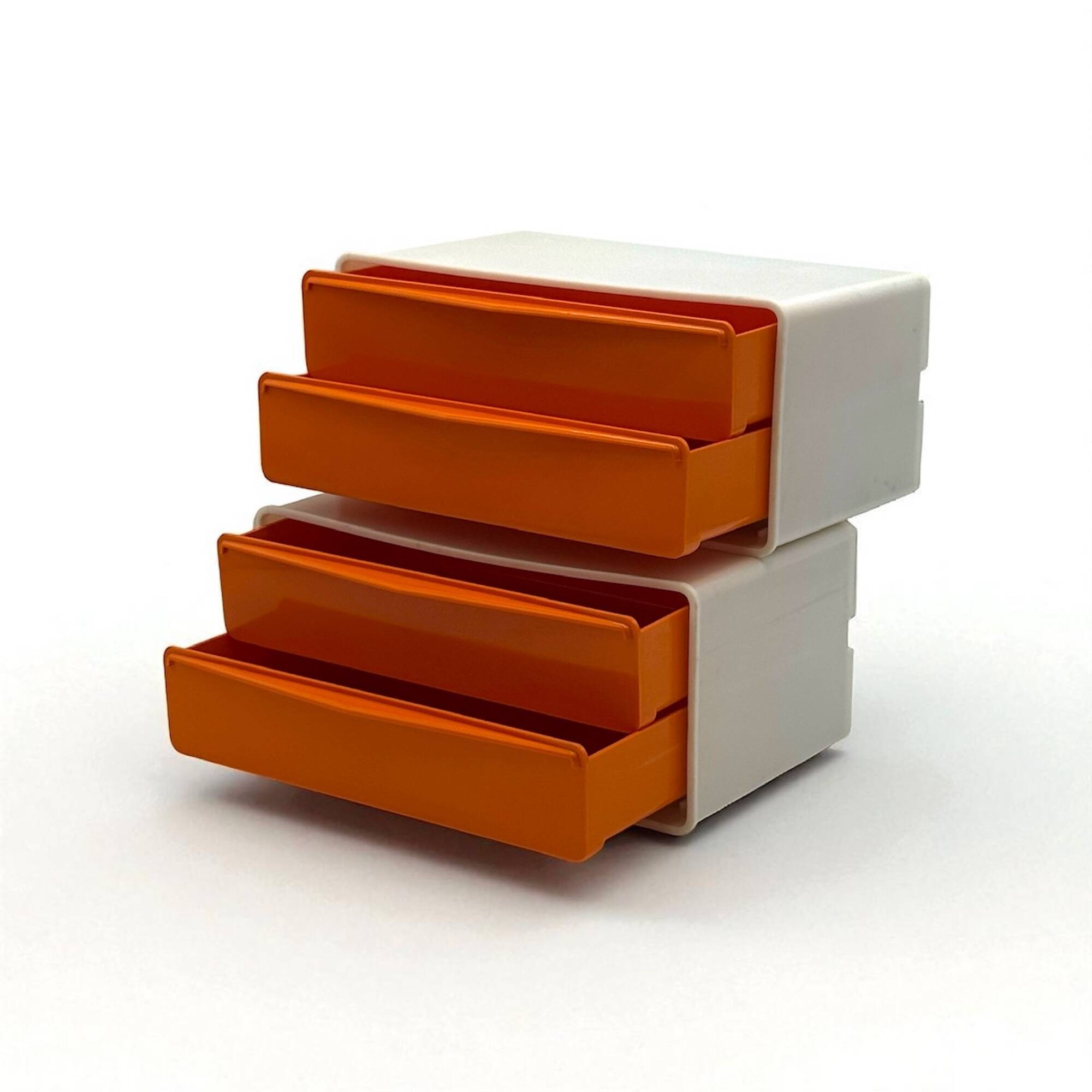 Tiroirs muraux modulaires orange vintage – Plastique des années 1970, style Space Age