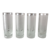 Ensemble de 4 verres à highball vintage en verre givré et taillé