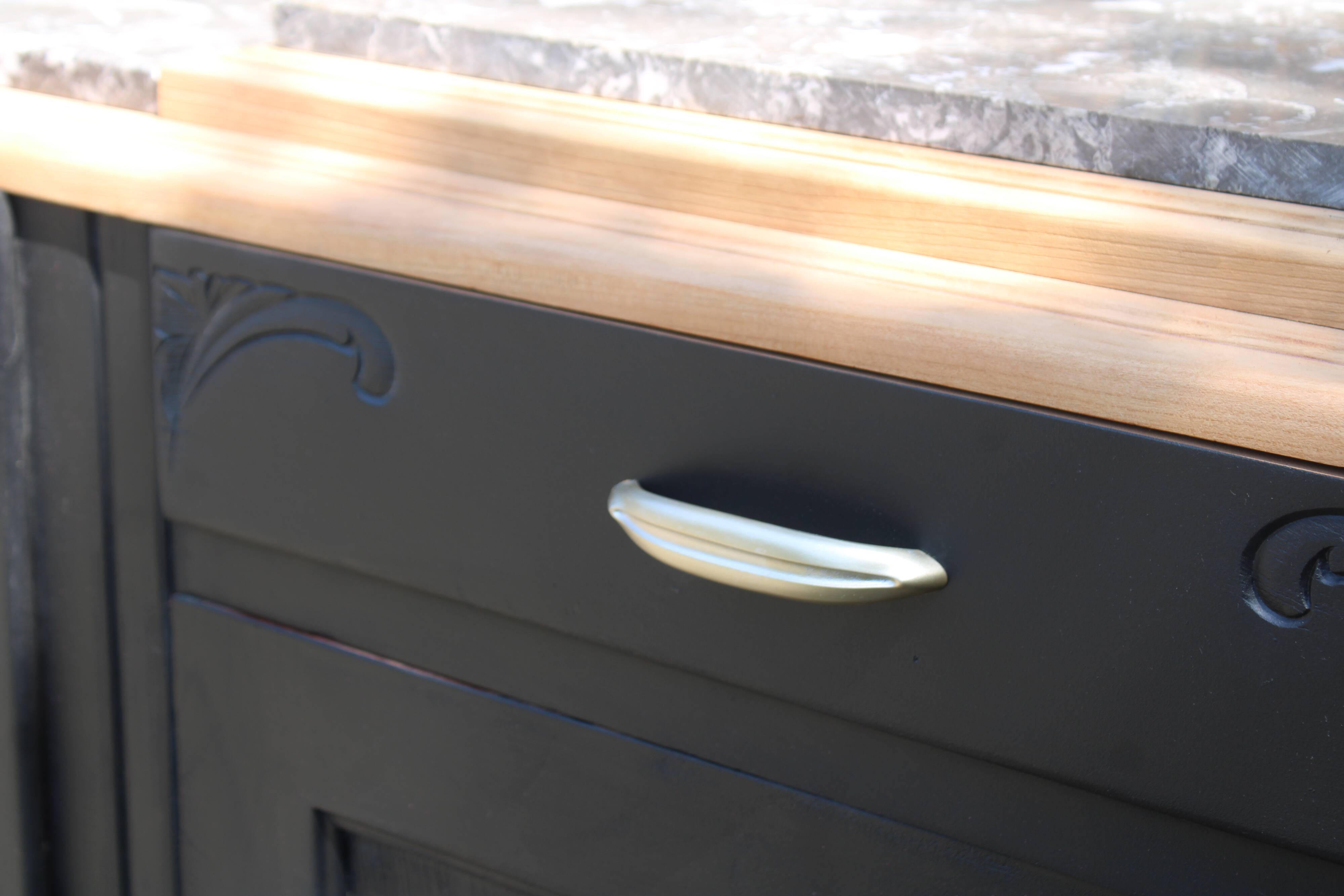 Art Deco buffet with 3 doors in black – Original marble