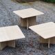 Set of 3 travertine trundle coffee tables from the 70s