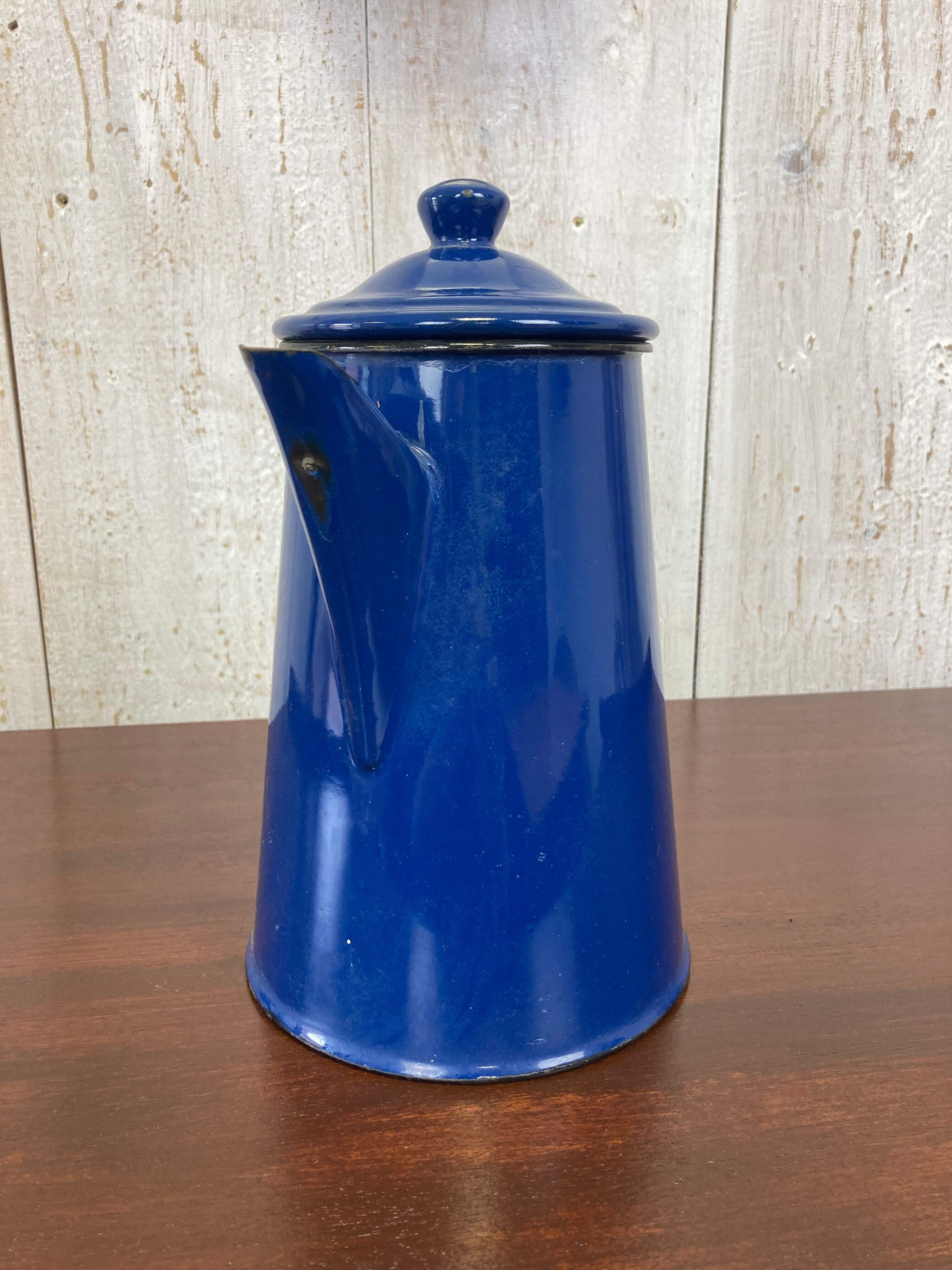 Blue enamelled coffee maker