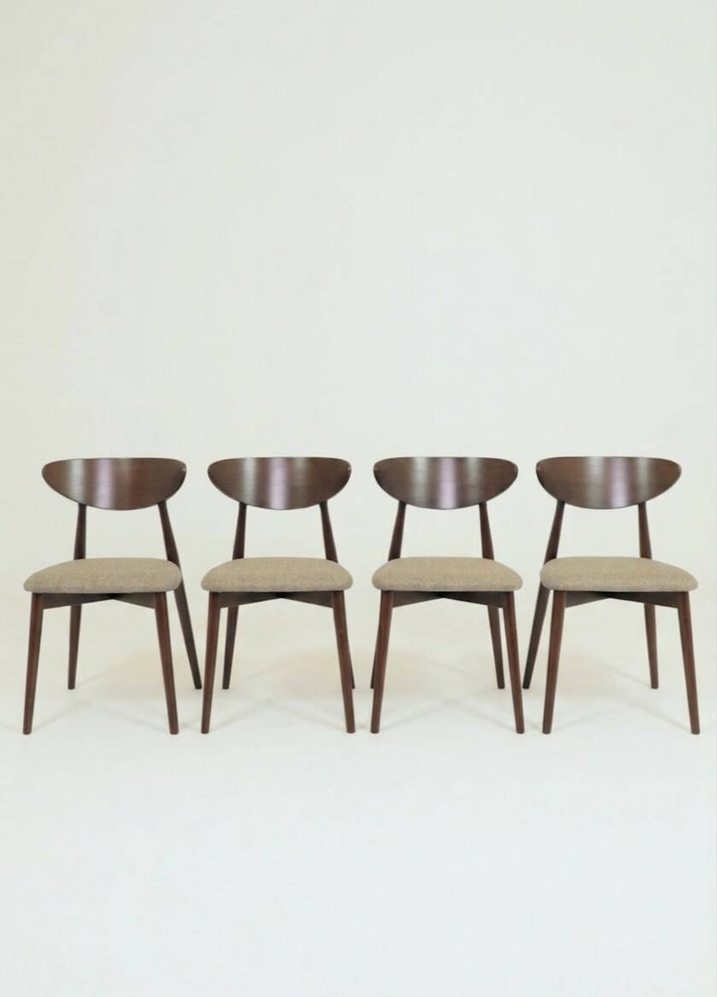Set of 4 Modern Beech Wood Dining Chair, Herringbone yellow fabric