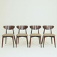 Set of 4 Modern Beech Wood Dining Chair, Herringbone yellow fabric