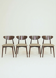 Set of 4 Modern Beech Wood Dining Chair, Herringbone yellow fabric