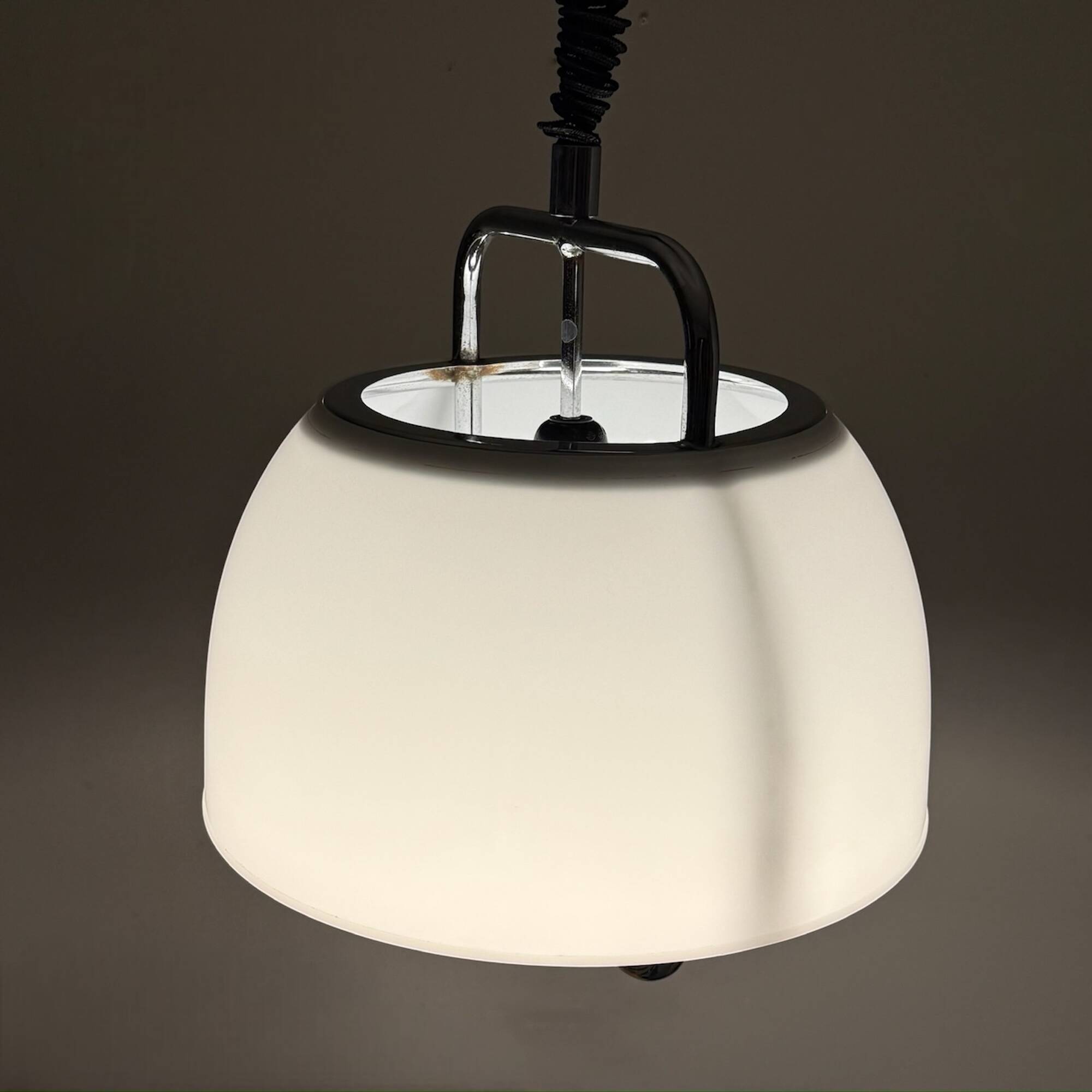 Pendant Lamp Harvey Guzzini with Large Acrylic Shade, 1970s