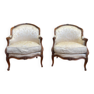 Pair of armchairs - Louis XV style shepherdesses