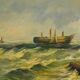 Tableau "Sailboats in Rough Seas" signed Albert Hess – Mid 20th century