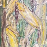 Morokoshi I (Corn I) by Miyazaki Kumiko large Japanese oil painting, 1930-1940