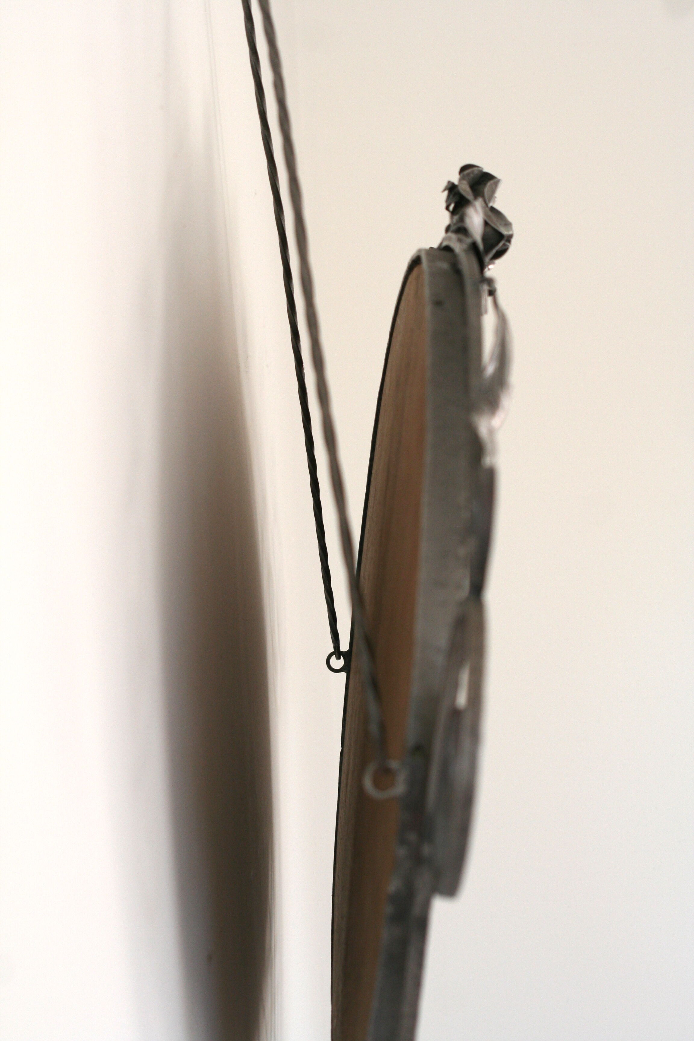 Beaten brushed wrought iron mirror