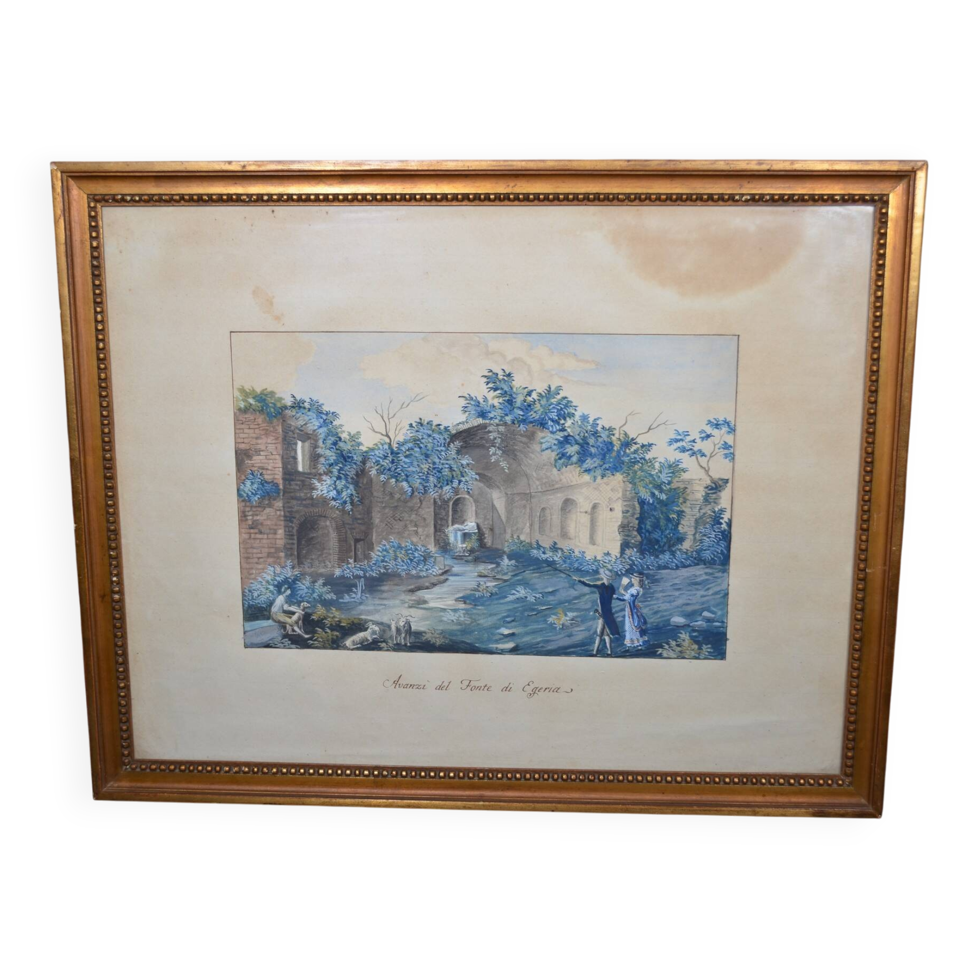 Italian School of the 19th Century "The Spring of the Nymph Egeria" Gouache