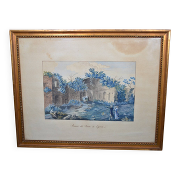Italian School of the 19th Century "The Spring of the Nymph Egeria" Gouache