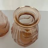 Pair of small pink glass Art Deco vases