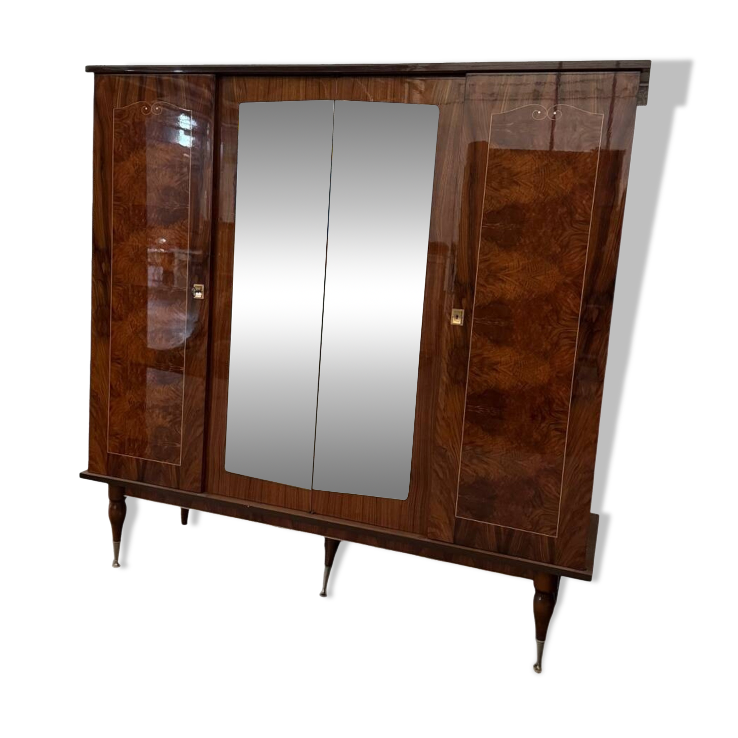 Vintage 4-door mirrored wardrobe