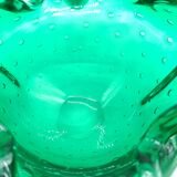 Cendrier ou vide poche en verre de Murano bullicante vert émeraudes des années 60