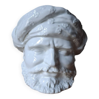 Cache-pot Head of Moors in Italian earthenware