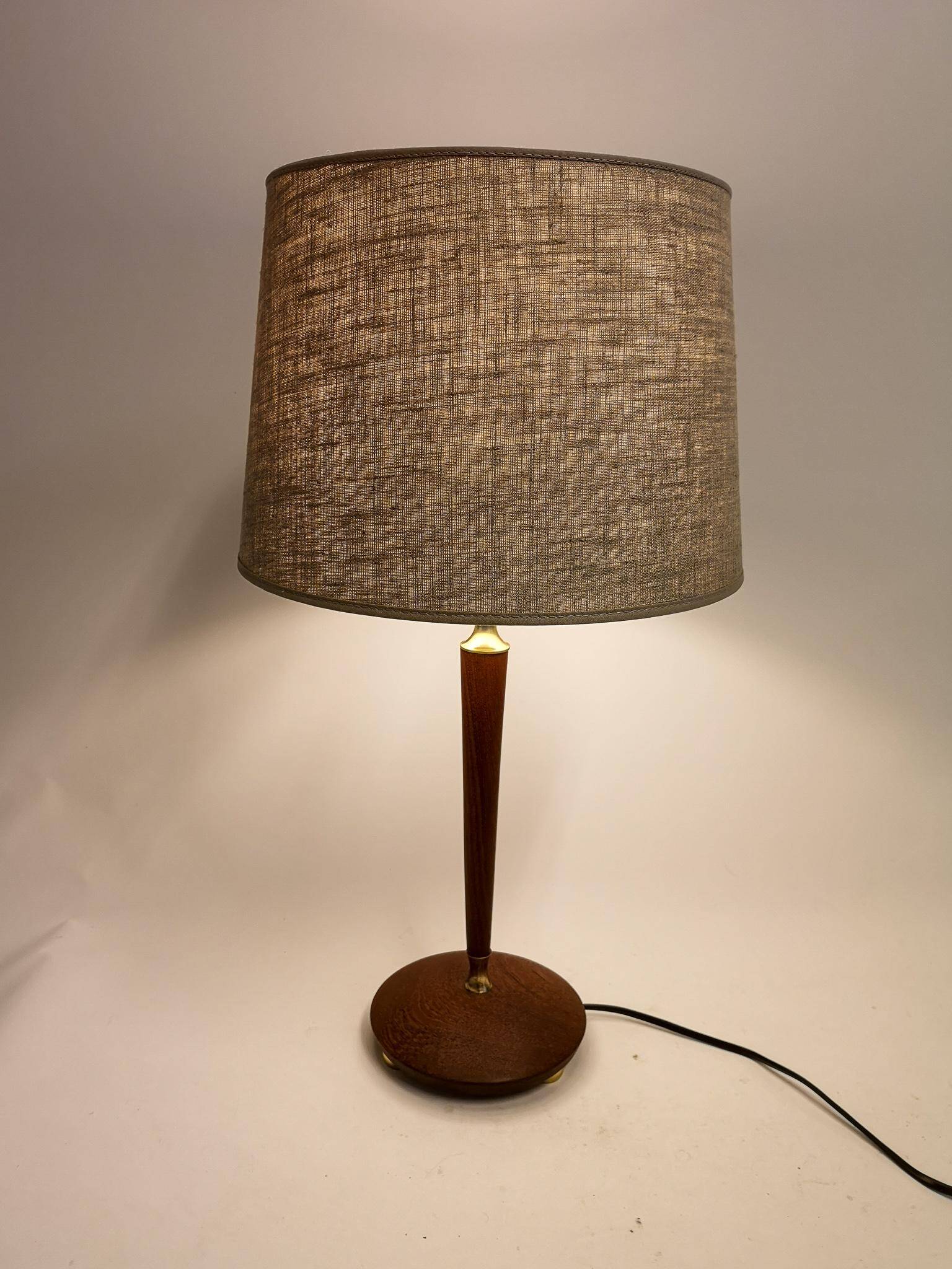 Teak and brass table lamp, mid-century, Sweden 1950s