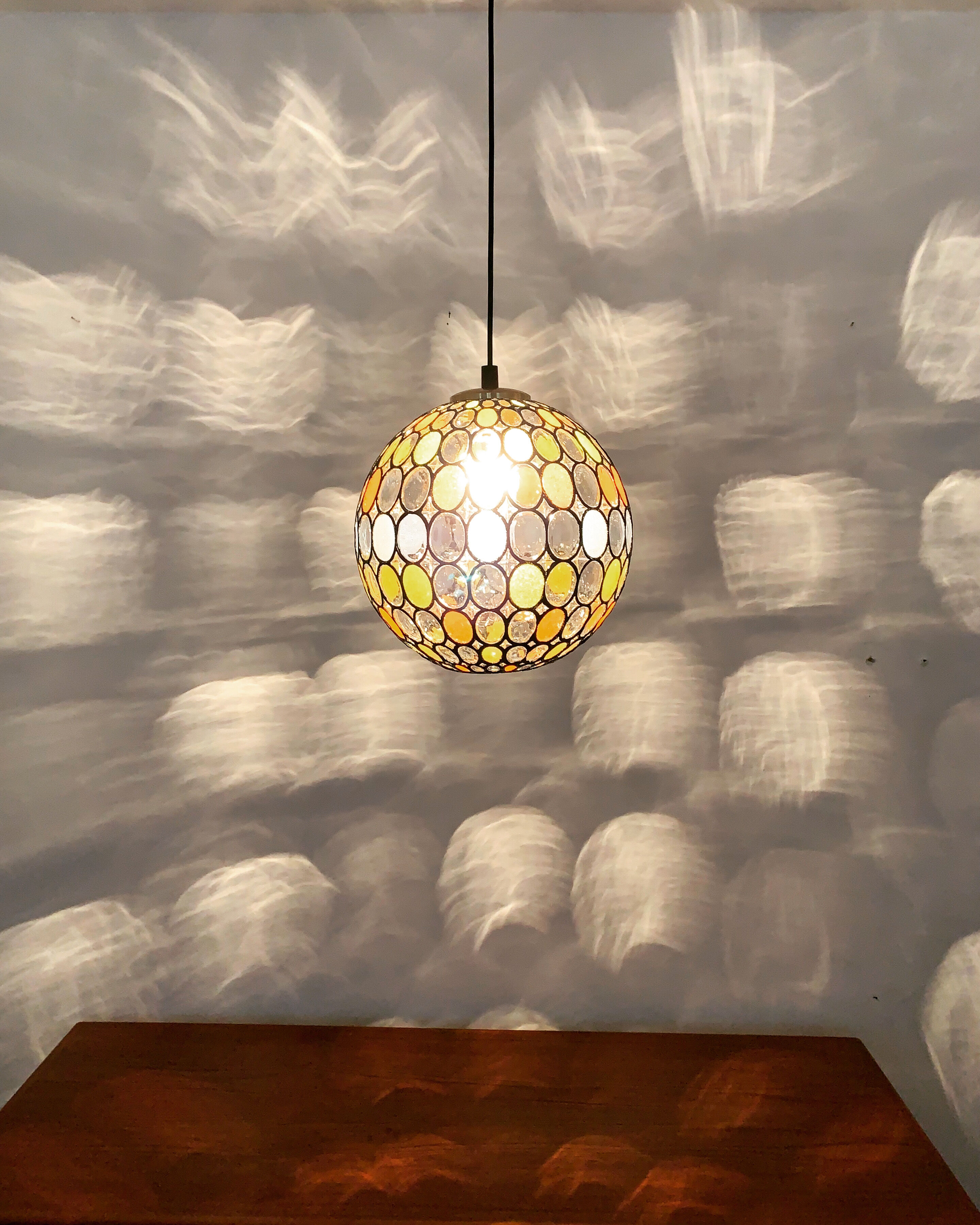 Colourful glass pendant lamp by Glashütte Limburg