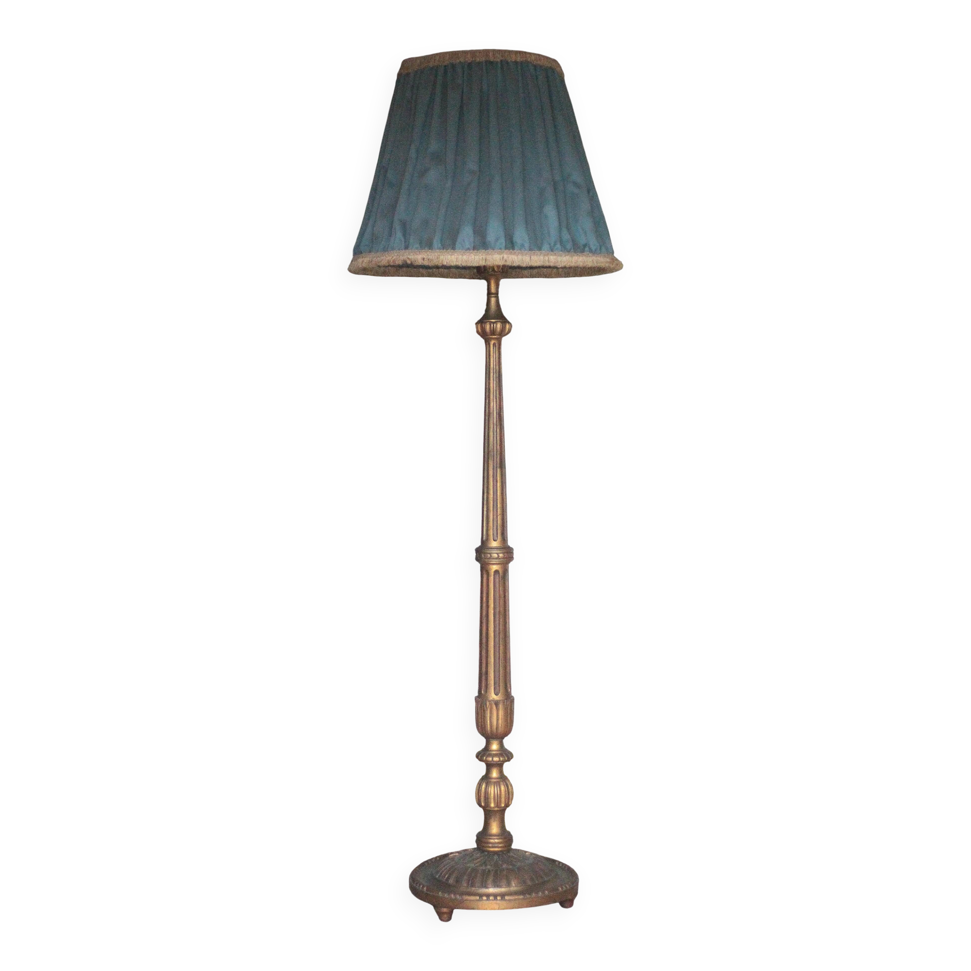 Florentine gilded wood floor lamp, floor lamp with lampshade