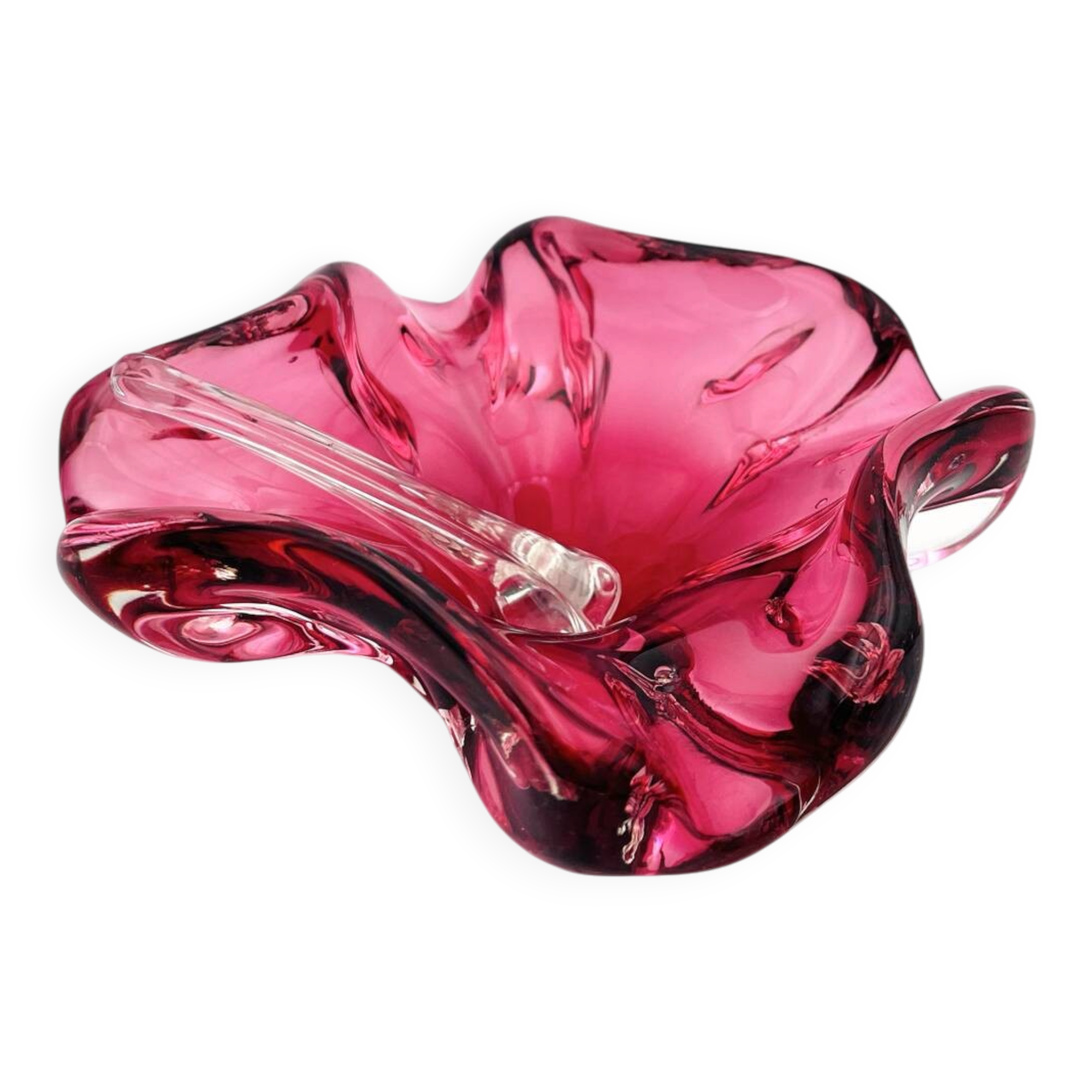 Murano Coupe Flavio Poli Sommerso Rubies & Original Pilon 17cm 1960
