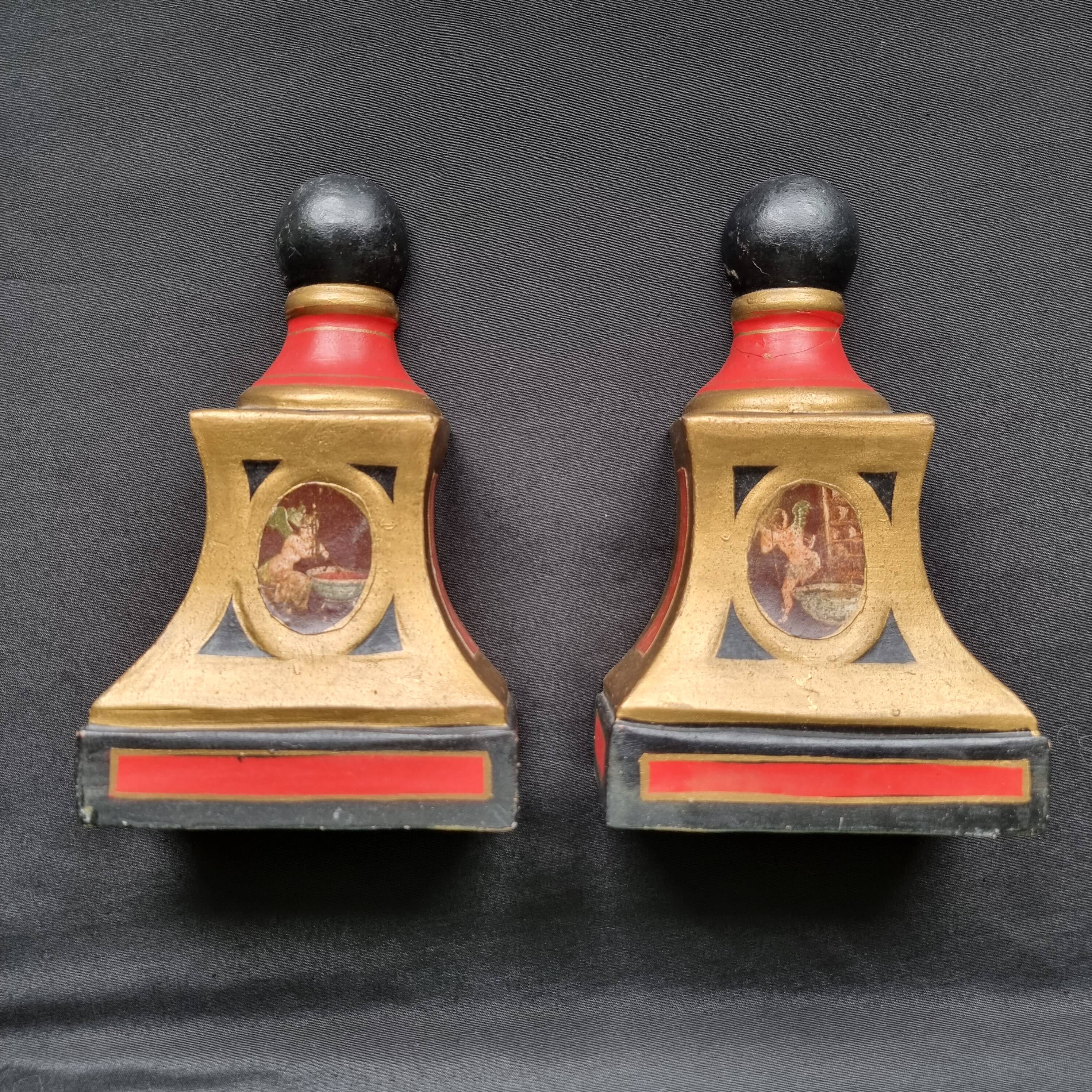 Rares serre-livres sculpturaux vintage de style Renaissance italienne, pein