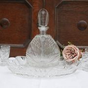 Bavarian liqueur decanter, six glasses and tray