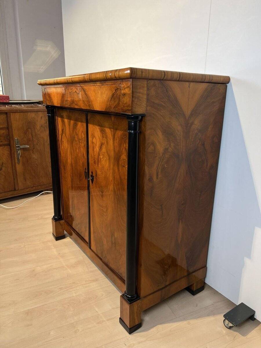Large Biedermeier Half-Cabinet in Ebonized Walnut, South Germany, 1820
