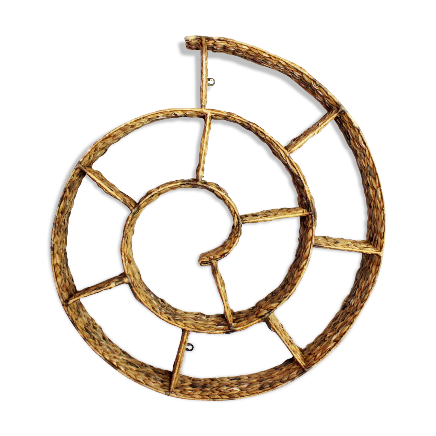 Étagère spirale en jonc de mer années 70/80