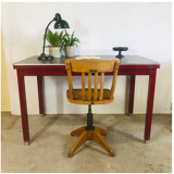 Red vintage steel desk or table