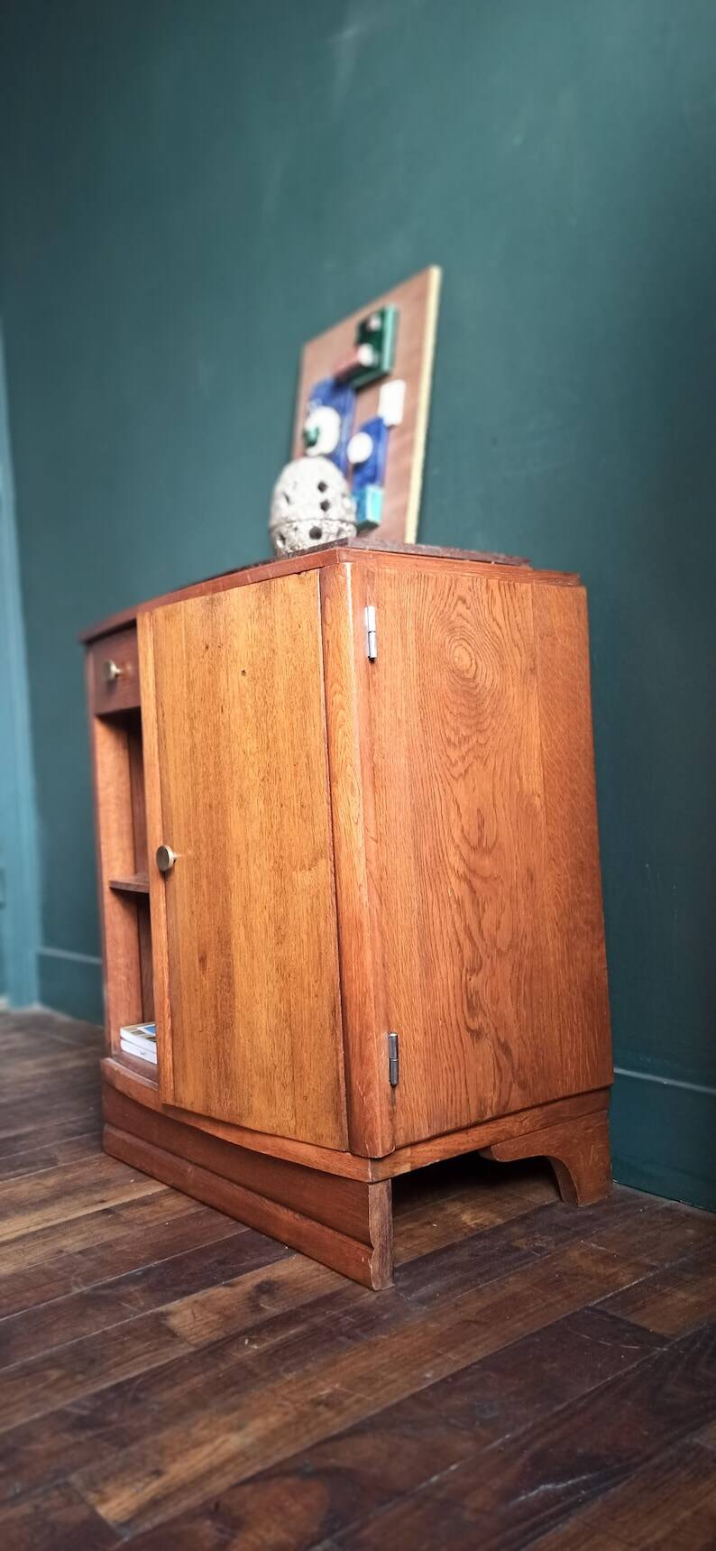 Vintage solid wood bedside table/wooden storage unit
