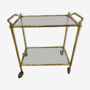 1960s serving table in glass and gilded brass