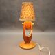 Mid-century adjustable wooden table lamp with floral shade, Czechoslovakia, 1970.