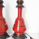 Paire de pieds de lampe rouges, 1900