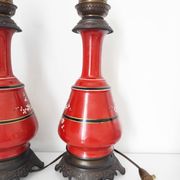 Pair of red lamps from 1900