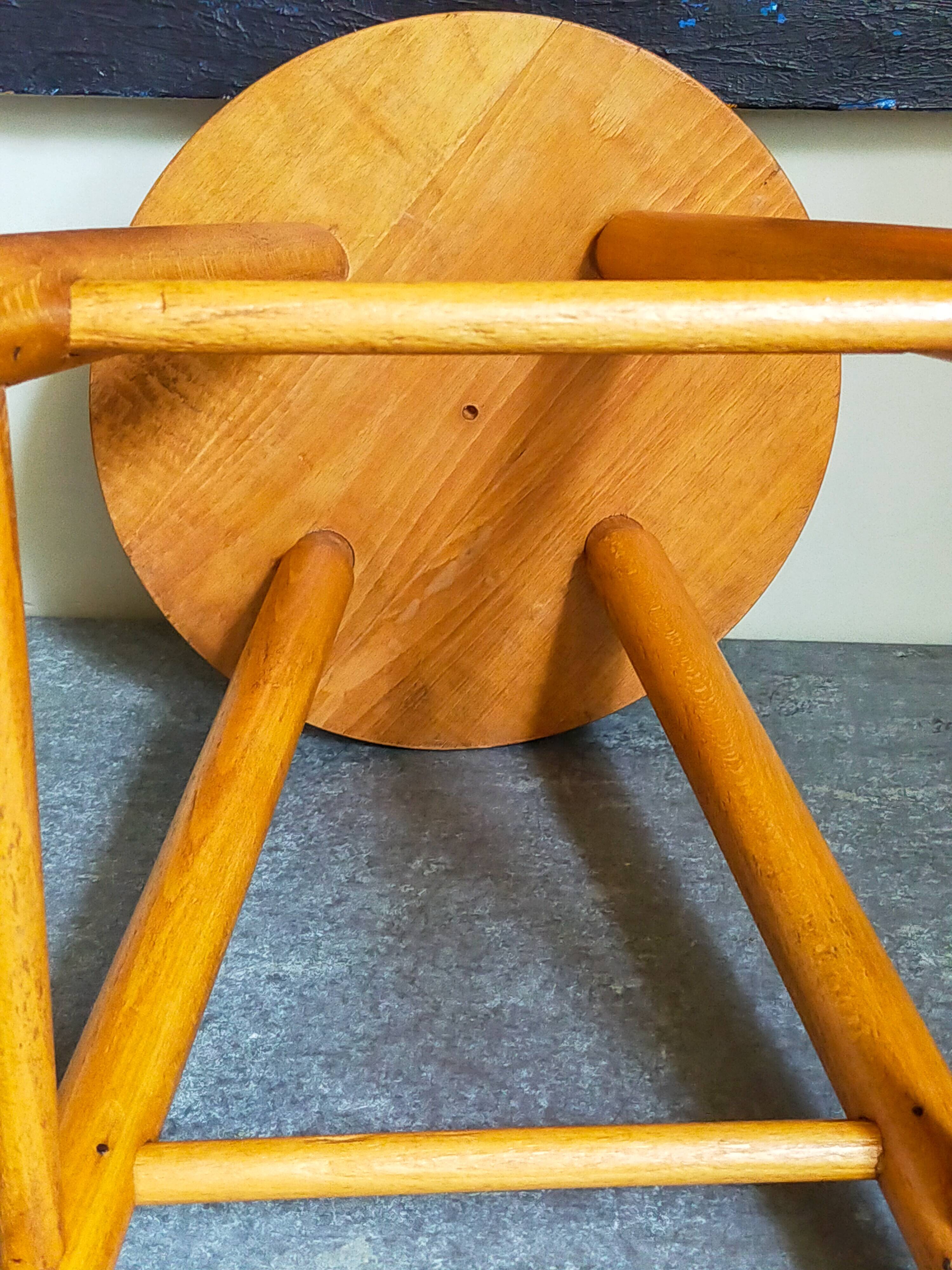 Vintage blond wooden stool