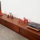 Low mahogany furniture, Danish design, 1970s, made in Denmark.