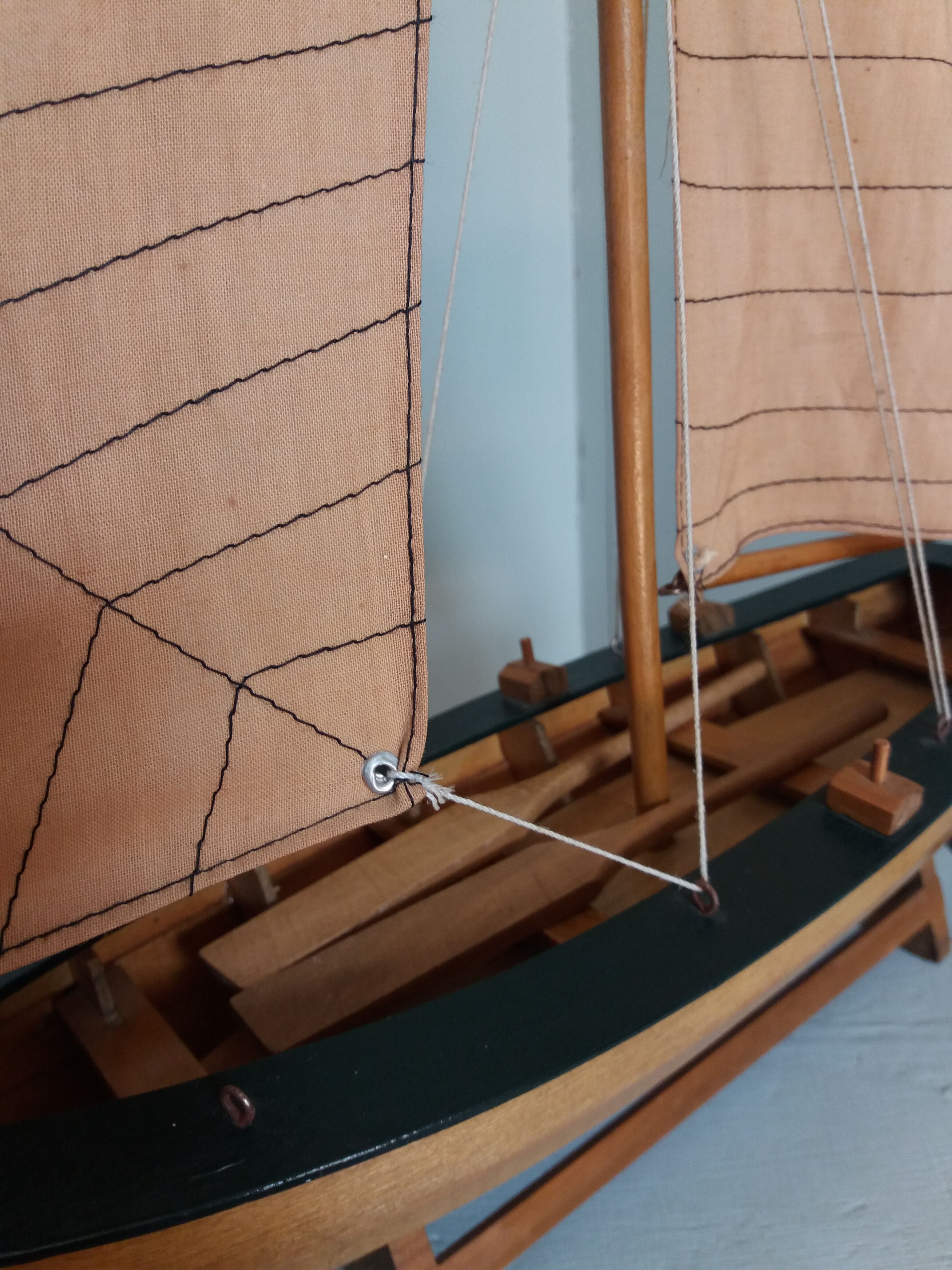 Wooden boat model sailboat