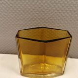 Amber coloured vase in hard pressed glass