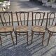 4 chaises de bistrot en bois courbé et cannage