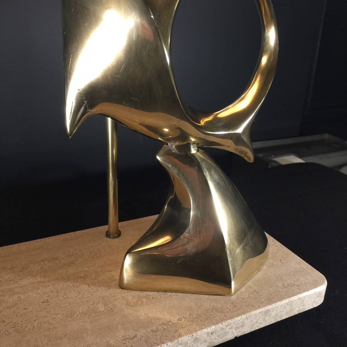 Hollywood Regency modernist stylized fish table lamp / sculpture, bro