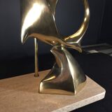 Hollywood Regency modernist stylized fish table lamp / sculpture, bro