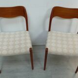 Two Teak Chairs Modell 71 by JLM Møllers Denmark, Niels Otto Møller 60s
