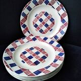 6 Assiettes plates en faïence de Saint Amand Style Art Déco
