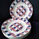 6 flat plates in Saint Amand earthenware Art Deco style