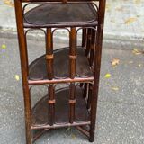 Étagère d'angle vintage rotin et osier 3 niveaux