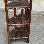 Étagère d'angle vintage rotin et osier 3 niveaux