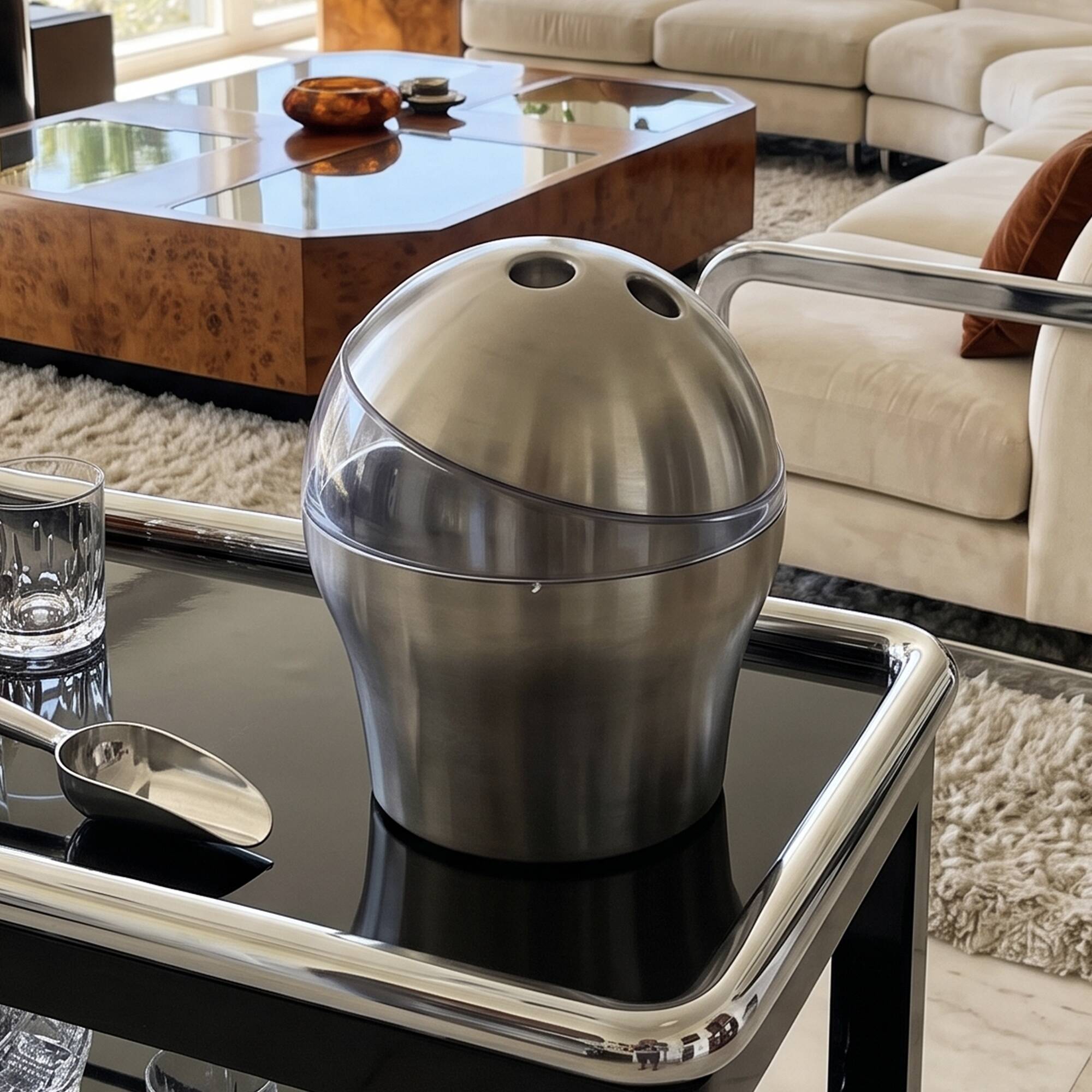 1970s Space Age "Bowling Ball" Ice Bucket by WMF. Made in Germany