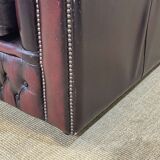 Chesterfield sofa in red leather 3 places from the 70s